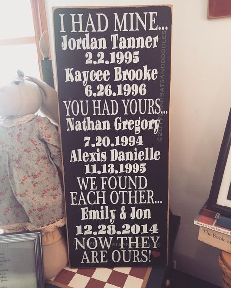 Quotes For Blended Families, Blended Family Handprint Art, Fall Blended Family Pictures, Blended Family Signs Wooden, Wedding Ideas For Blended Families, Blended Family Home Decor, Blended Family Gifts, Blended Family Picture Wall Ideas, Wedding Blended Family Ideas