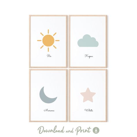 Cloud Printable, Te Reo Maori, High Contrast Images, Māori Culture, Store Owner, Clouds Design, Moon Sun, Cute Stars, Star Moon