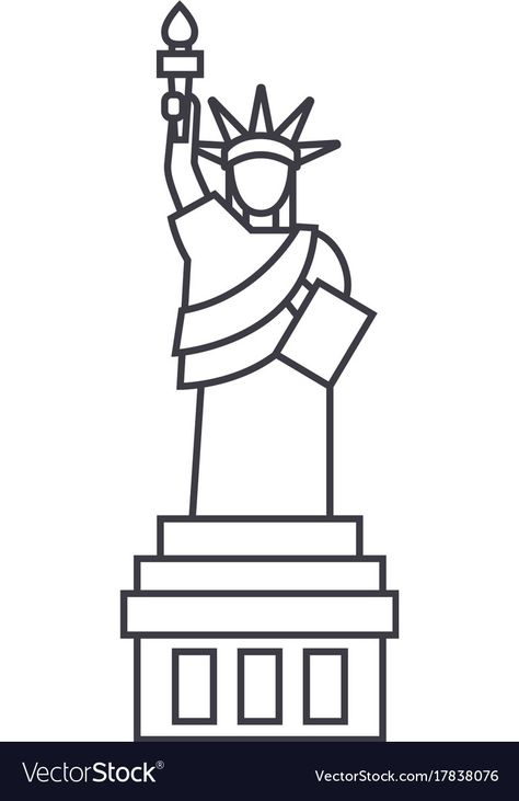 Statue Of Liberty Simple Drawing, New York Statue Of Liberty Drawing, New York Easy Drawing, How To Draw The Statue Of Liberty, Statue Of Liberty Coloring Page, Statue Of Liberty Clipart, History Related Drawings, Statue Of Liberty Drawing Easy, Statue Drawing Easy