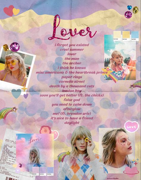 Lover Tracklist, Taylor Swift Album Poster, Lover Taylor Swift, Lover Taylor, Taylor Swift Birthday, Taylor Swift Posters, Red Taylor, Taylor Swift Album, Taylor Swift Wallpaper