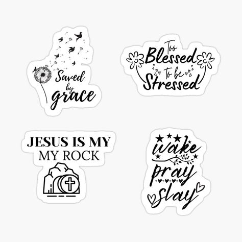 Get my art printed on awesome products. Support me at Redbubble #RBandME: https://www.redbubble.com/i/sticker/Black-And-White-Christian-Pack-Quotes-by-keialtivariety/100903619.EJUG5?asc=u Christian Stickers Free Printable, Printable Black And White, Black And White Stickers, Journal Travel, Inspirational Stickers, Christian Quote, Christian Stickers, Stickers Printable, Christian Printables