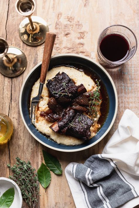 Balsamic Short Ribs, Creamy Polenta, Date Night Recipes, Recipes Beef, Romantic Date Night, Balsamic Beef, Braised Short Ribs, Beef Short Ribs, Romantic Date