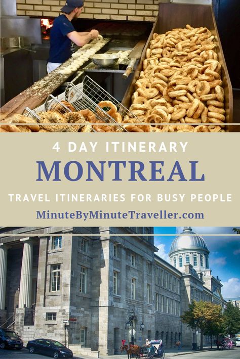 Visit Montreal with this great 4 day itinerary. Spend time in Old Montreal, do a food tour, learn the history of this great city. Where to go and what to do in Montreal in four days - best tours, museums, restaurants and hotel. #MontrealItinerary #MontrealIn4Days #BestOfMontreal #WhereToGoInMontreal 4 Days In Montreal, Montreal Itinerary, What To Do In Montreal, Canada Itinerary, Montreal In Winter, Montreal Vacation, Things To Do In Montreal, Minute By Minute, Visit Montreal