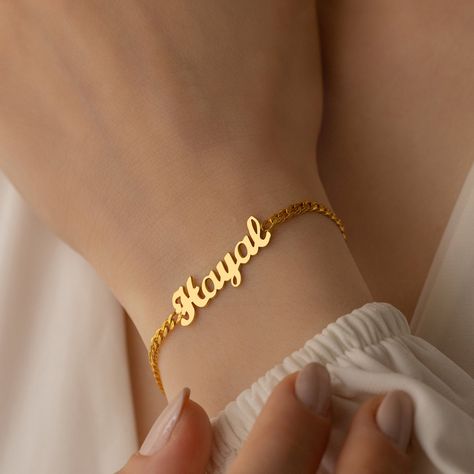 Bracelet Name, Gold Armband, Personalized Bracelet, Silver Christmas, Name Bracelet, Lower Case Letters, Chain Link Bracelet, Bracelet Gift, Mother's Day Gift