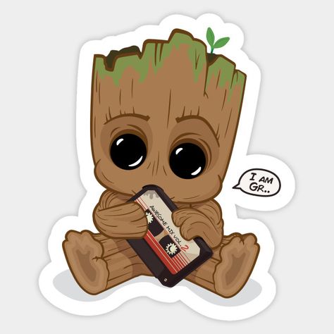 Baby Groot Drawing, Galaxy Tree, Groot Guardians Of The Galaxy, Groot Guardians, Cute Music, Yoda Wallpaper, Groot Marvel, Kawaii Disney, Cute Disney Drawings