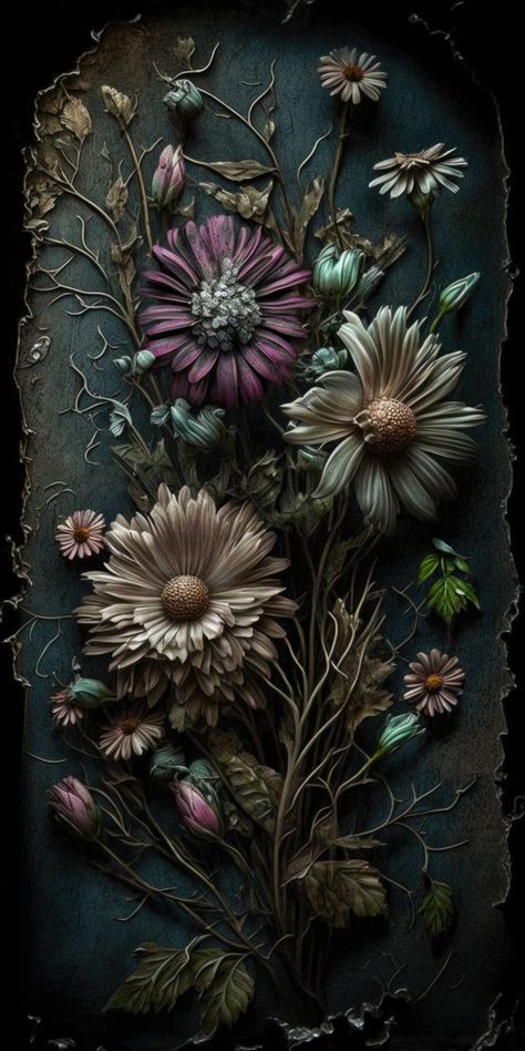 Dark Floral Gothic Wallpaper Dark Floral Wallpaper, Space Iphone Wallpaper, Gothic Flowers, Floral Wallpaper Iphone, Gothic Wallpaper, Plant Background, Punk Art, Flower Iphone Wallpaper, Sunflower Art