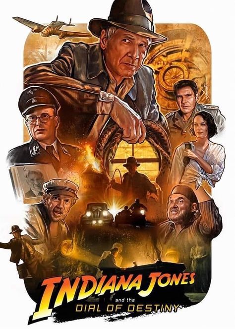 Destiny Poster, Dial Of Destiny, Indiana Jones Films, Potrait Painting, Comic Collage, Indiana Jones Adventure, Catwoman Comic, Movie Synopsis, Film Poster Design