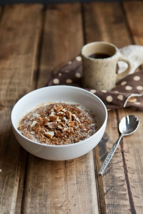 Pumpkin Pie Millet Porridge | Naturally Ella Pumpkin Porridge, Millet Porridge, Wild Rose Detox Recipes, Recipe List, Millet Recipes, Herb Cheese, Toasted Pumpkin Seeds, Toasted Walnuts, Paleo Breakfast