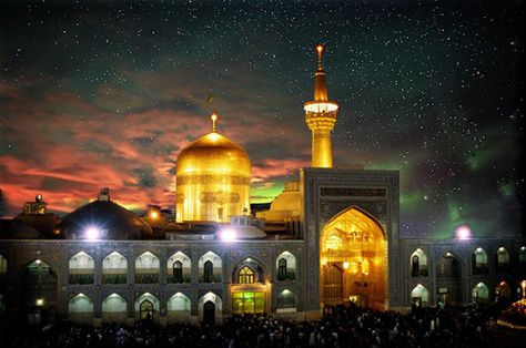 Holy Shrine of Imam Reza(8Th Imam of Shiae muslims).......Here is our last hope when we face a problem.....He solves it with a glance......Mashhad,Khorasan Razavi province :) Mashad Iran Imam Reza, Emam Reza Poster, Imam Reza Shrine, Emam Reza, Imam Reza, Golden Dome, Iranian Architecture, Imam Hussain Wallpapers, Best Nature Images