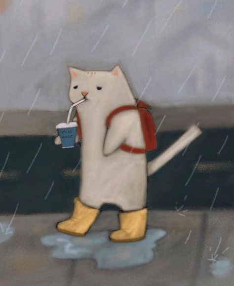 Francois The Cat, Planner Backgrounds, Gatos Cool, Apartment Walls, Doing My Best, Rain Rain, Soyut Sanat Tabloları, Anime Drawings Tutorials, Girls Cartoon Art