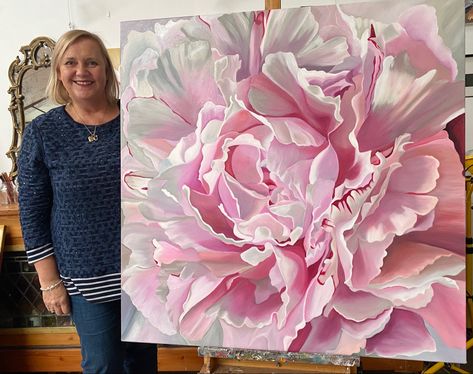 White Peonies Painting, Jacqueline Coates Paintings, Paintings Of Peonies, Jacqueline Coates, Peony Flower Drawing, Peony Paintings, Oils Painting, Flowers Painting Canvas, Peony Flower Painting