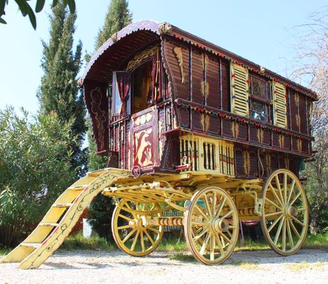 Caravan Living, Horse Drawn Wagon, Shepherds Hut, Gorgeous Interiors, Cabin In The Woods, Horse Drawn, Camping Car, Wagons, In The Woods