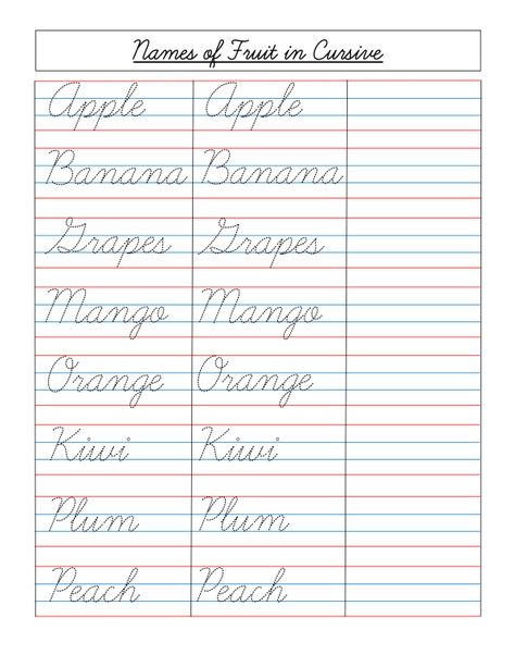 cursive tracing worksheet, names of fruit writing worksheet, cursive writing worksheet, free pdf download Synonyms Worksheet, Alphabet Practice Worksheets, Cursive Writing Practice Sheets, Name In Cursive, Cursive Handwriting Worksheets, Learning Cursive, Cursive Handwriting Practice, Decimals Worksheets, Cursive Practice