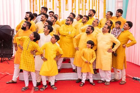 So much yellow, fun and excitement in one frame 💛 #halldi #bride #bridalhaldi #portrait #haldiportrait #photography #tarjvideofilms Haldi Family Poses, Haldi Pic Boy, Haldi Family Photo, Hldi Pose For Groom, Haldi Photography Ideas Groom, Haldi Shoot Poses Groom, Groom Poses For Haldi, Haldi Photo Ideas For Groom, Haldi Stills For Boys