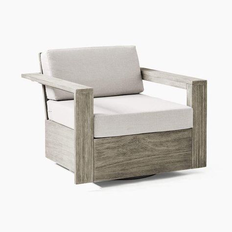 West Elm Portside Outdoor Swivel Chair - Weathered Gray West Elm Portside, Small Lounge Chairs, Outdoor Swivel Chair, Small Lounge, Concrete Coffee Table, Teen Furniture, Outdoor Cushion Covers, Outdoor Ottomans, Outdoor Furniture Collections