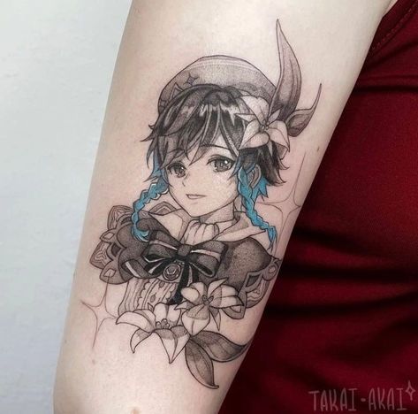 Venti Tattoo Genshin, Venti Tattoo, Genshin Tattoo, Anime Tattoos, Cute Tattoos, Genshin Impact, Tattoo Ideas, Collage, Tattoos