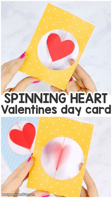 Spinning Heart Valentines Day Card for KIds Valentines Day Card For Kids, Arts And Crafts For Teens, Valentine's Day Crafts For Kids, Valentine Crafts For Kids, Heart Card, Heart Valentines, Valentines Day Card, Valentine's Day Cards, Simple Valentine