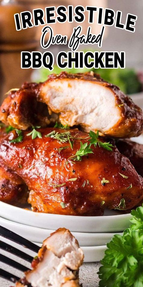 Baked BBQ Chicken Thighs – your go-to solution for effortless weeknight dinners, delightful gatherings with loved ones, or sharing the joy at potlucks! These succulent thighs are bursting with juicy goodness and infused with irresistible flavor. Whether you're seeking a quick meal solution or a crowd-pleasing dish to impress your guests, these chicken thighs are the perfect choice. Chicken Thigh Bowls, Instapot Chicken Thigh Recipes, Sides For Chicken Thighs, How To Cook Chicken Thighs, Chicken Thigh Marinade Baked, Bbq Chicken Thighs In Oven, Baked Chicken Recipes Thighs, Chicken Legs And Thighs Recipes, Bake Chicken Thighs In Oven