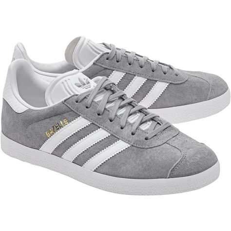 ADIDAS ORIGINALS Gazelle Mid Grey // Flat suede sneakers (140 CAD) ❤ liked on Polyvore featuring shoes, sneakers, gray sneakers, stripe shoes, grey suede sneakers, gray shoes and suede shoes Grey Gazelle, Adidas Gazelle Grey, Grey Flats Shoes, Adidas Suede, Grey Tennis Shoes, Suede Flats Shoes, Adidas Grey, Adidas Shoes Originals, Gray Sneakers