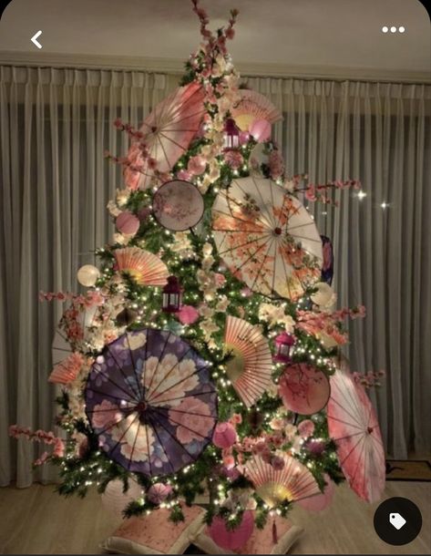 Asian Inspired Christmas Tree, Asian Theme Christmas Tree, Asian Christmas Tree, Korean Christmas Tree, Chinese Christmas Tree, Japanese Christmas Tree, Asian Christmas Decorations, Japanese Christmas Decorations, Anime Christmas Tree