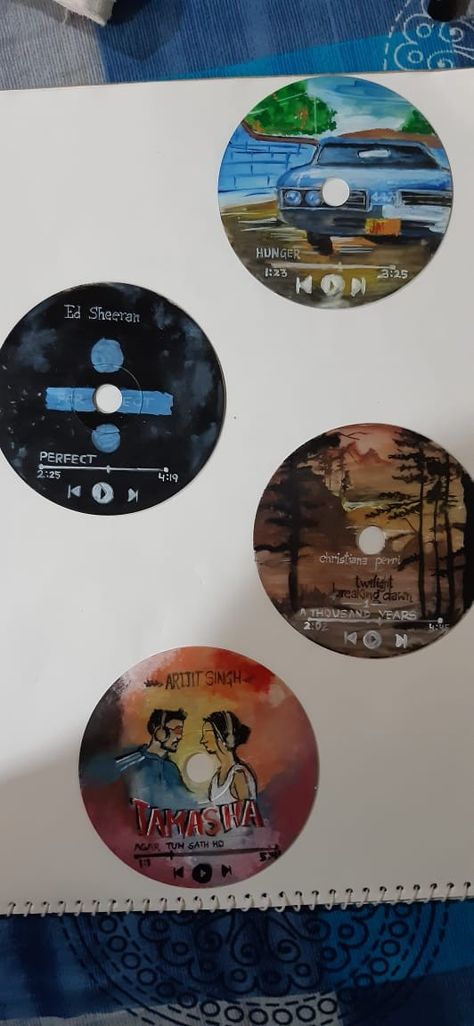 Cds Designs, Clear Cd Painting Ideas, Cd Art Aesthetic Wall, Alcoholic Markers, Disc Painting, Cd Custom, Art Playlist, Cd Painting Ideas, Art Cd