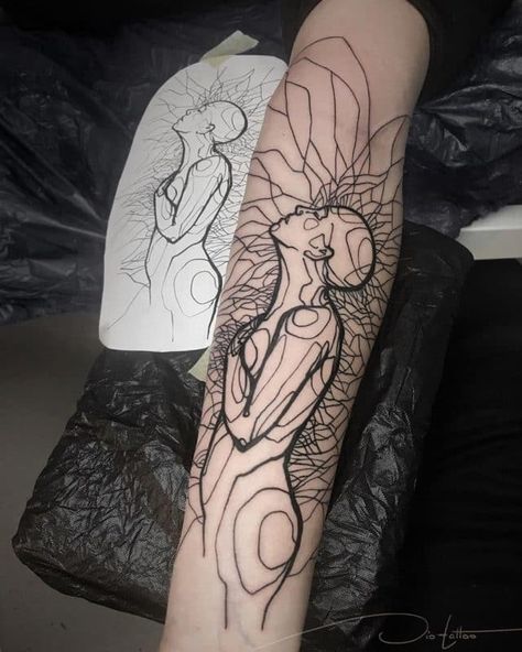 Human Figure Tattoo, Thick Line Tattoos, Arm Tattoos For Guys Forearm, Lines Tattoo, Underboob Tattoo Designs, Feminine Tattoo Sleeves, Star Tattoo Designs, Meaningful Tattoos For Women, Pretty Henna Designs