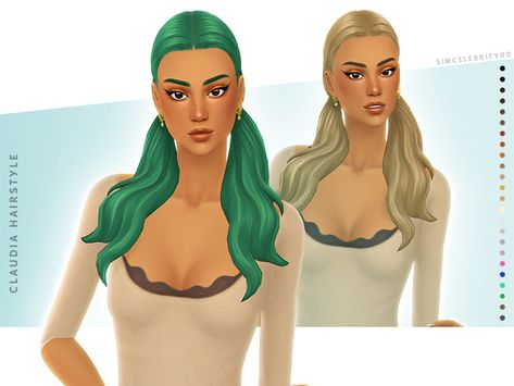 Sims Female Hair, Sims 4 Pigtails, Sims 4 Guide, Pigtail Hairstyle, Sebastian Hair, Sims 4 Beds, Elizabeth Woodville, Bed Hair, Curly Bun Hairstyles