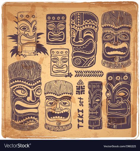 Totem Tiki, Tiki Masks, Mask Sculpture, Tiki Tattoo, Tiki Hawaii, Tiki Faces, Tiki Head, Trendy Artwork, Trippy Wall