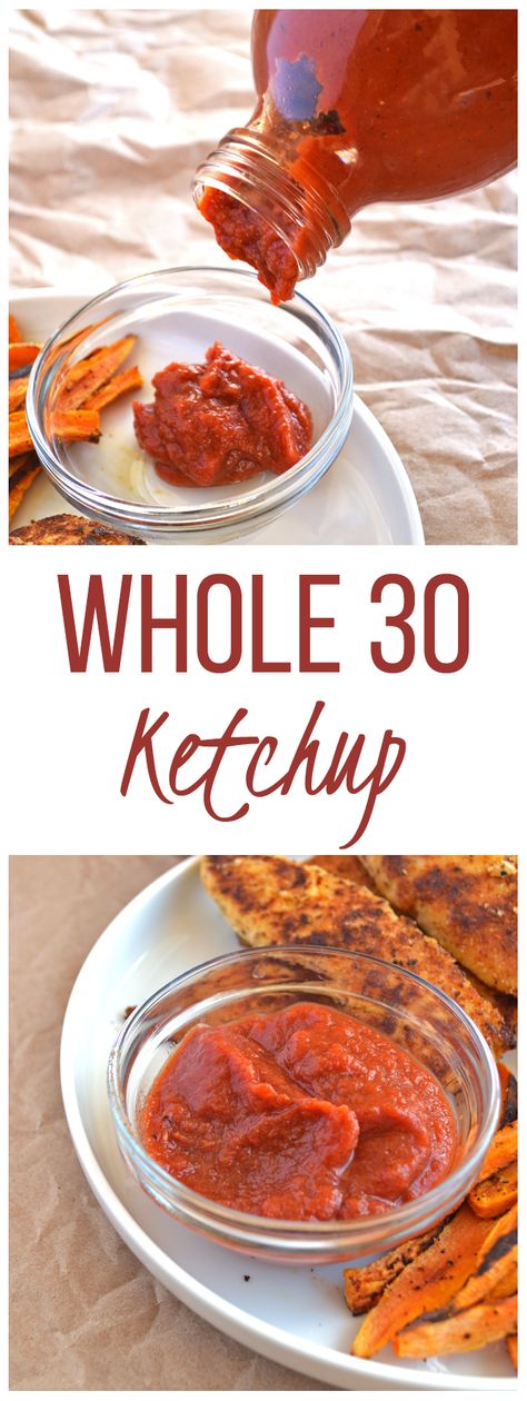 Whole30 Ketchup! So simple to make and a perfect addition to all those eggs! Paleo, sugar-free and full of flavor! Whole30 Ketchup, Whole 30 Vegetarian, Paleo Ketchup, Homemade Ketchup Recipes, Paleo Condiments, Paleo Snack, Whole 30 Lunch, Ketchup Recipe, Homemade Ketchup