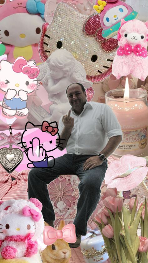 #hellokitty #tonysoprano Tony Soprano Art, Sopranos Poster, Surealism Art, The Sopranos, Tony Soprano, Cartoon Wallpaper Iphone, Kawaii Wallpaper, Cute Wallpaper Backgrounds, Ipad Wallpaper