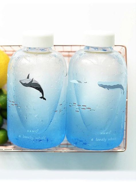 Glass Of Water Aesthetic, Water Aesthetic Blue, Blue Shampoo, Glass Water Bottles, Water Aesthetic, Whale Design, Glass Of Water, Aesthetic Blue, Glass Water Bottle