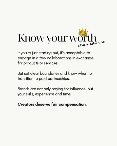 Creators hold the power 👑 The less that accept free work, the less that brands will too. I’m committed to helping every creator get paid what they deserve — for the influence, skills, experience, time and effort — that goes into every collaboration. ✨ Comment “COLLAB” for my free masterclass on how to land your first paid brand deal! #contentcreator #influencertips #creators #influencercoach Content Creation, Content Creator, Master Class, Influencer, Hold On, The Creator, Quick Saves