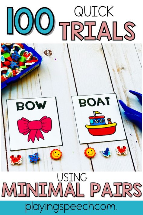 These minimal pairs activities for speech therapy are designed to easily get you 100 trials of speech sound practivce. Perfect for preschool speech therapy all the way up to middle school speech therapy. There are ideas for everyone! No prep and no print speech therapy activities included. Minimal pairs is a great speech therapy intervention for phonoloigcal processes! Don't miss these ideas! Middle School Speech Therapy, Activities For Speech Therapy, Minimal Pairs, Minimal Pair, Preschool Speech Therapy, Are Ideas, School Speech Therapy, Articulation Activities, Preschool Speech