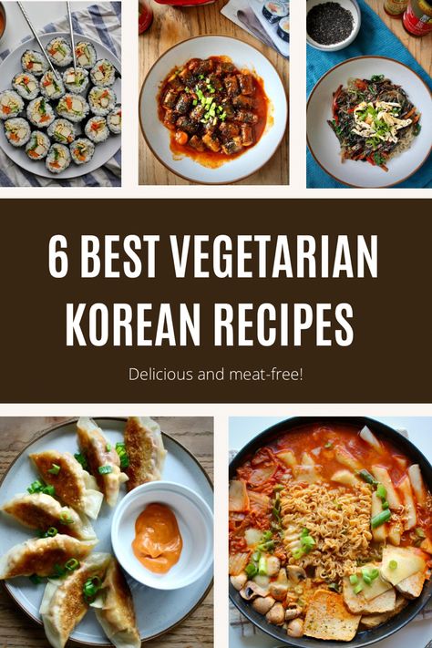 Pictures of kimbap, Japchae, army stew, dumplings and rice cakes Tofu Kimbap, Korean Recipes Vegetarian, Vegetarian Korean Recipes, Korean Food Names, Noodle Spring Rolls, Kimchi Dumplings, Korean Vegetarian Recipes, Japchae Noodles, Korean Vegetarian