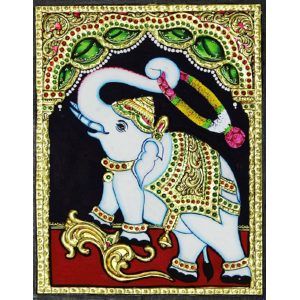 Painting Elephant, Mysore Painting, Indian Traditional Paintings, Tanjore Paintings, Indian Handicrafts, Rangoli Designs Latest, Drawing Cartoon Characters, Canvas Painting Tutorials, Tanjore Painting