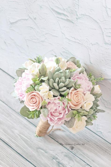 Blush pink wedding bouquet Pink peony bouquet Succulent | Etsy Pink Peony Bouquet Wedding, Blush Pink Wedding Bouquet, Woodland Bouquet, Wedding Bouquet Pink, Pink Peony Bouquet, Succulent Wedding Decor, Bouquet Succulent, Bouquet Eucalyptus, Pink Wedding Bouquet