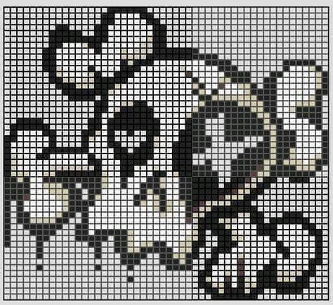 Skeleton Grid Pattern, Goth Grid Patterns, Bat Pixel Art, Emo Pixel Art, Grunge Pixel Art, Creepy Pixel Art, Goth Pixel Art, Skull Pixel Art, Cross Stitch Fruit