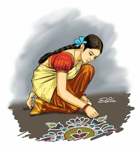 Drawing Of Indian Women, Indian Women Painting Easy, Indian Lady Sketch, Indian Lady Painting Art Beautiful, Traditional Indian Women Painting, Pencil Sketches Easy, Childhood Memories Art, Bengali Art, Indian Women Painting