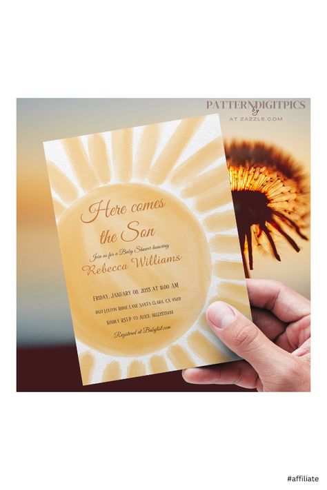 Yellow Bridal Shower Invitations, Yellow Baby Shower Invitations, Sunshine Baby Shower Invitations, Here Comes The Son, Photo Guest Book Wedding, Rustic Baby Shower Invitations, Sunshine Baby Showers, Baby Shower Yellow, Summer Bridal Showers