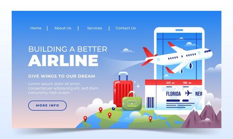 Free Vector | Gradient airline company landing page Company Landing Page, Airline Company, Vector Gradient, Best Airlines, Dream Date, Landing Page, Graphic Resources, Vector Free