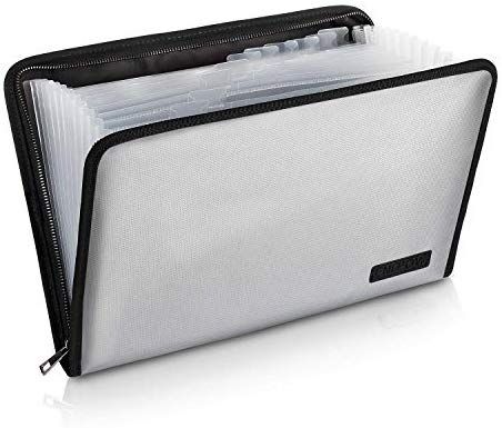 AmazonSmile : Expanding File Folder Important Document Organizer Fireproof and Waterproof Document Bag with A4 Size 13 Pockets Zipper Closure Non-Itchy Silicone Coated Portable Filing Wallet Pouch(Silver) : Office Products Document File Folder, Expanding File Folder, Document Organizer, Document File, Hanging Letters, Document Bag, Document Folder, File Organiser, Binder Organization