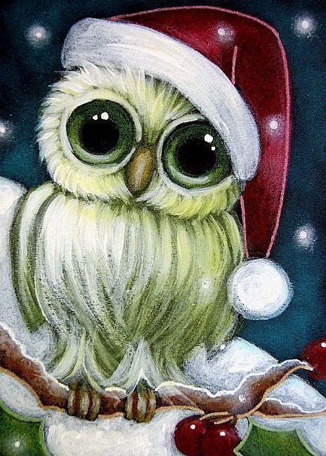 Owl Crafts, Holiday Painting, Christmas Owls, Owl Painting, Christmas Canvas, Night Painting, Night Owl, Owl Art, Christmas Paintings