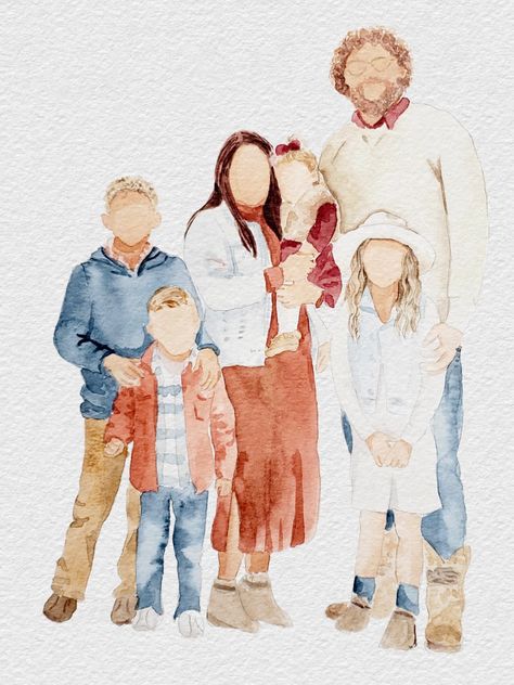 Faceless Family Portrait, Recipe Art, Tree Watercolor Painting, Custom Portrait Illustration, Family Drawing, Custom Recipe, Family Painting, Floral Wreaths, Live Painting