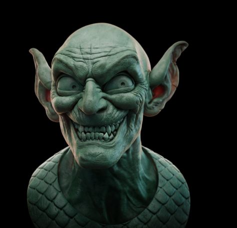 Goblin Tattoo Designs, Goblin Sculpture, Goblin Face, Goblin Mask, Render Reference, Gothic Gargoyles, Goblin Art, Zbrush Character, Fantasy Demon