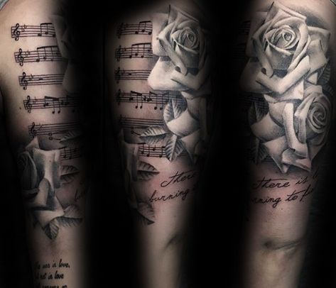 Mens Forearm Tattoo, Sheet Music Tattoo, Notes Tattoo, Music Tattoo Sleeves, Music Notes Tattoo, Tattoo Diy, Music Note Tattoo, Music Tattoo Designs, Note Tattoo