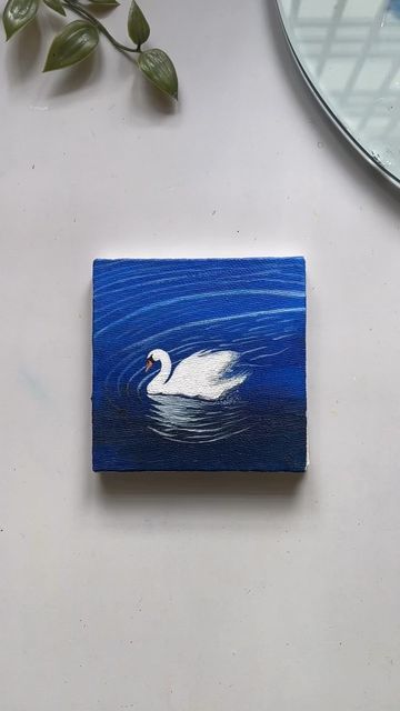 Paintings To Recreate, Painting Mood, Swan Painting, Canvas Learning, Lake Painting, Long Journey, Small Canvas Art, Cute Doodle Art, Learn Art