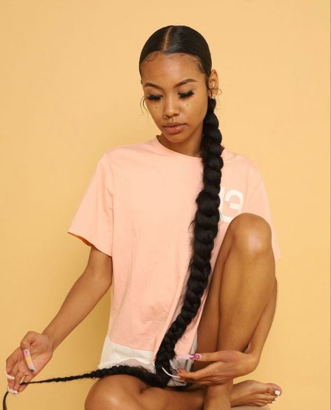 One Long Braid, High Ponytail Braid, Natural Hair Ponytail, Sleek Braided Ponytail, Future Hairstyles, People References, Hair Magic, Sleek Ponytail Hairstyles, A Pony