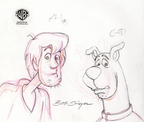 Whats New Scooby Doo-Original Production Drawing-Scooby/Shaggy-Signed Bob Singer Scooby Doo Sketch, Scooby Doo Drawing, Cartoon Pencil Drawing, Scooby And Shaggy, Disney Character Sketches, Shaggy Scooby Doo, Shaggy And Scooby, New Scooby Doo, Drawing Superheroes