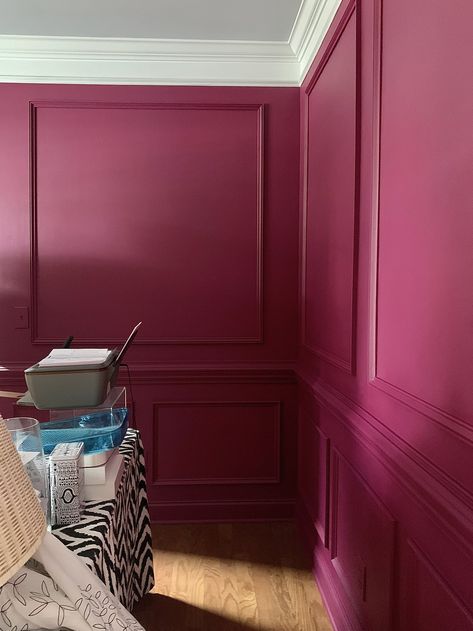 Raspberry Walls, Dark Pink Room, Dark Pink Paint, The Weekend Painting, Magenta Walls, Indoor Designs, Weekend Painting, Primer Paint, Pink Paint Colors