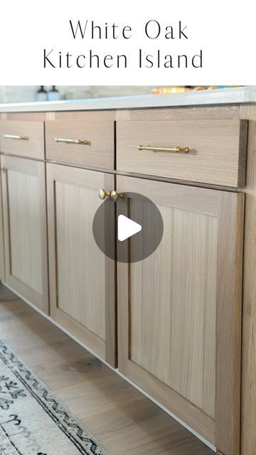 Melissa Wilson  |  Design & DIY on Instagram: "One of my favorite projects of 2022 was transforming our builder grade white island to white oak.  We wrapped three of the sides with white oak, refaced the drawers and doors and added white oak edge banding to cover the facing. Finally, I added some unlacquered brass hardware and couldn’t be any more in love.  And here’s the secret to keeping white oak looking raw (without darkening or yellowing), use a sealer *first*, then a matte topcoat. Exact products I used linked below.   If you’d like to see more behind the scenes, be sure to check out check out my kitchen island highlight.  👉🏼 WAYS TO SHOP: 1. Comment ISLANDSUPPLIES (no spaces). A link will be sent to your dm.  2. Click the link in my bio to shop in the ltk app  https://liketk.it/3Y White Oak Kitchen Island, Treehouse Kitchen, White Oak Kitchen Cabinets, Unlacquered Brass Hardware, Sherwin Williams White, White Oak Kitchen, White Island, Kitchen Wrap, Staining Cabinets